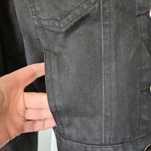 VALFRE Black Denim Jacket with Butterfly Back. Size Small - Picture 5 of 16